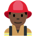 How Man Firefighter: Dark Skin Tone emoji looks on Twitter.