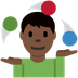 How Man Juggling: Dark Skin Tone emoji looks on Twitter.