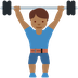 How Man Lifting Weights: Medium-Dark Skin Tone emoji looks on Twitter.