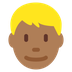 How Man: Medium-Dark Skin Tone, Blond Hair emoji looks on Twitter.