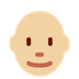 How Man: Medium-Light Skin Tone, Bald emoji looks on Twitter.