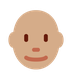 How Man: Medium Skin Tone, Bald emoji looks on Twitter.