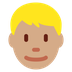 Wie Mann: mittlere Hautfarbe, blond Emoji auf Twitter aussieht.