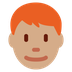 How Man: Medium Skin Tone, Red Hair emoji looks on Twitter.