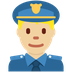 Wie Polizist: mittelhelle Hautfarbe Emoji auf Twitter aussieht.