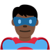 How Man Superhero: Dark Skin Tone emoji looks on Twitter.