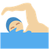 How Man Swimming: Medium-Light Skin Tone emoji looks on Twitter.