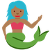 Cómo se ve el emoji Sirena: tono de piel oscuro medio en Twitter.