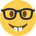 How Nerd Face emoji looks on Twitter.