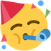 Cómo se ve el emoji Cara de fiesta en Twitter.