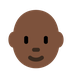 How Person: Dark Skin Tone, Bald emoji looks on Twitter.