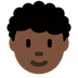 How Person: Dark Skin Tone, Curly Hair emoji looks on Twitter.