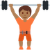 How Person Lifting Weights: Medium-Dark Skin Tone emoji looks on Twitter.