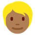 How Person: Medium-Dark Skin Tone, Blond Hair emoji looks on Twitter.