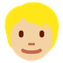 How Person: Medium-Light Skin Tone, Blond Hair emoji looks on Twitter.