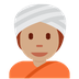 Wie Person mit Turban: mittlere Hautfarbe Emoji auf Twitter aussieht.