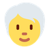 Cómo se ve el emoji Persona adulta: pelo blanco en Twitter.