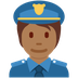 Como o emoji do Policial: pele morena escura é exibido no Twitter.