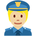 Como o emoji do Policial: pele morena clara é exibido no Twitter.