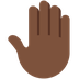 How Raised Back of Hand: Dark Skin Tone emoji looks on Twitter.