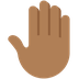 How Raised Back of Hand: Medium-Dark Skin Tone emoji looks on Twitter.