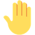 How Raised Back of Hand emoji looks on Twitter.