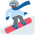 Como o emoji do Praticante de snowboard: pele escura é exibido no Twitter.