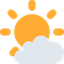 Cómo se ve el emoji Sol detrás de una nube pequeña en Twitter.