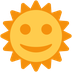 Como o emoji do Rosto do sol é exibido no Twitter.