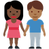 How Woman and Man Holding Hands: Dark Skin Tone, Medium-Dark Skin Tone emoji looks on Twitter.