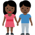 How Woman and Man Holding Hands: Dark Skin Tone emoji looks on Twitter.