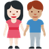 Como o emoji do Homem e mulher de mãos dadas: pele clara e pele morena é exibido no Twitter.