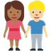 Como o emoji do Homem e mulher de mãos dadas: pele morena escura e pele morena clara é exibido no Twitter.