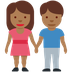 How Woman and Man Holding Hands: Medium-Dark Skin Tone emoji looks on Twitter.