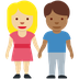 Como o emoji do Homem e mulher de mãos dadas: pele morena clara e pele morena escura é exibido no Twitter.