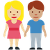 Como o emoji do Homem e mulher de mãos dadas: pele morena clara e pele morena é exibido no Twitter.