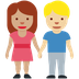 Como o emoji do Homem e mulher de mãos dadas: pele morena e pele morena clara é exibido no Twitter.