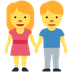 Como o emoji do Homem e mulher de mãos dadas é exibido no Twitter.