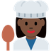 How Woman Cook: Dark Skin Tone emoji looks on Twitter.