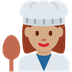 How Woman Cook: Medium Skin Tone emoji looks on Twitter.