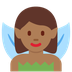 Como o emoji do Mulher fada: pele morena escura é exibido no Twitter.