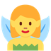 Como o emoji do Mulher fada é exibido no Twitter.