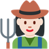 How Woman Farmer: Light Skin Tone emoji looks on Twitter.