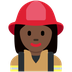 How Woman Firefighter: Dark Skin Tone emoji looks on Twitter.