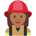 How Woman Firefighter: Medium-Dark Skin Tone emoji looks on Twitter.