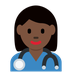 How Woman Health Worker: Dark Skin Tone emoji looks on Twitter.