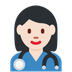 How Woman Health Worker: Light Skin Tone emoji looks on Twitter.