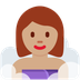 Cómo se ve el emoji Mujer en una sauna: tono de piel medio en Twitter.