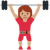 How Woman Lifting Weights: Medium Skin Tone emoji looks on Twitter.