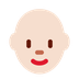 How Woman: Light Skin Tone, Bald emoji looks on Twitter.